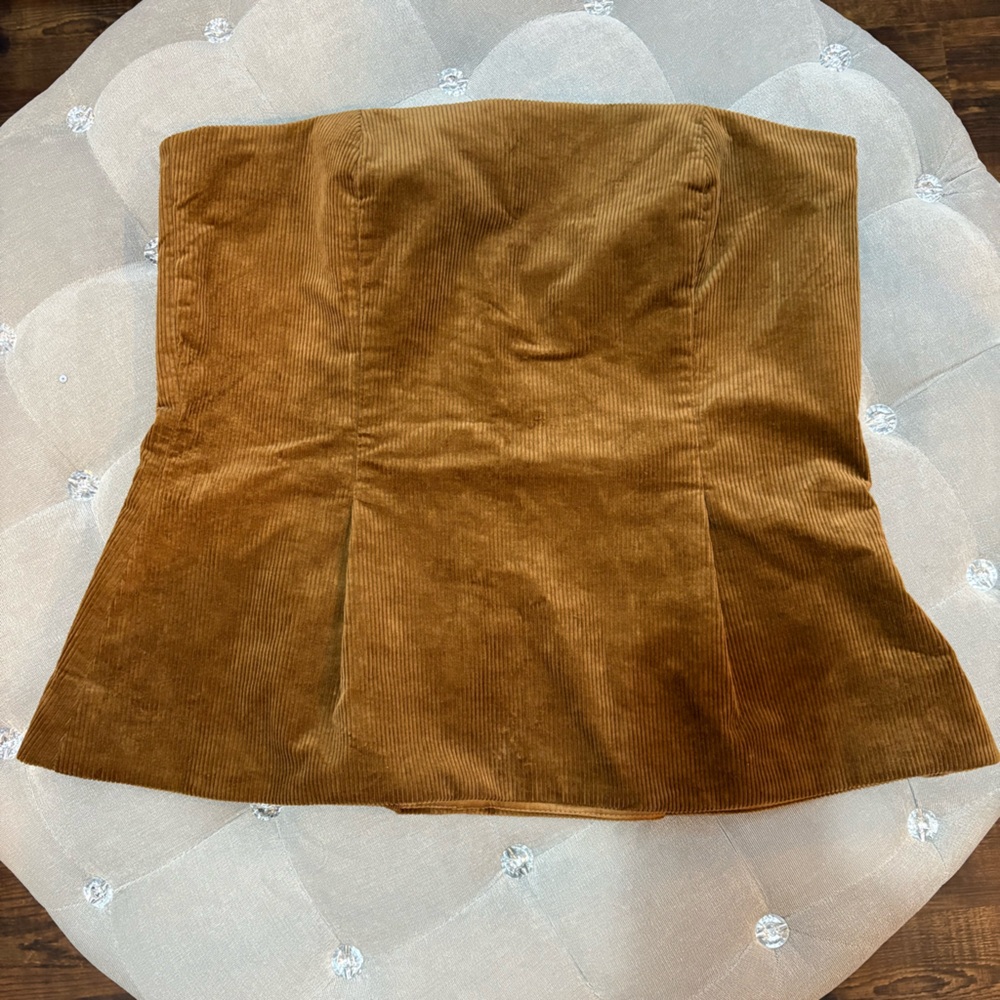 Zara Brown Corduroy Strapless Top